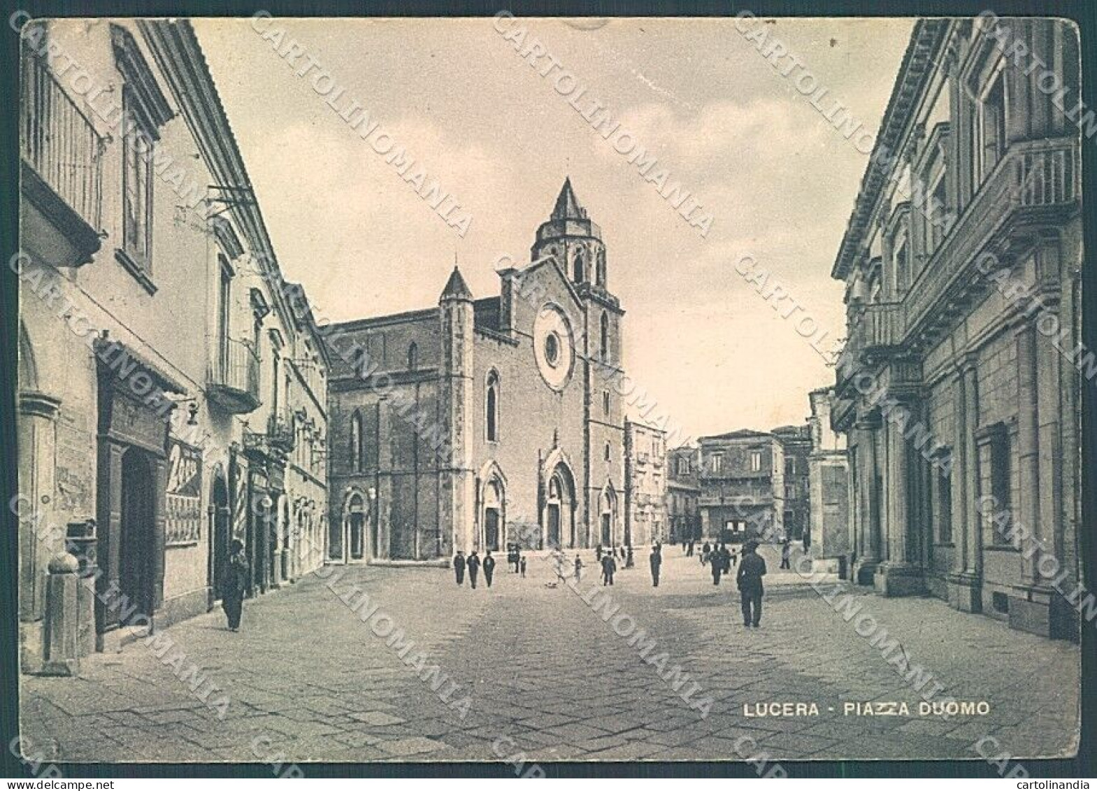 Foggia Lucera Piazza Duomo PIEGHINE FG Cartolina JK5987 - Foggia