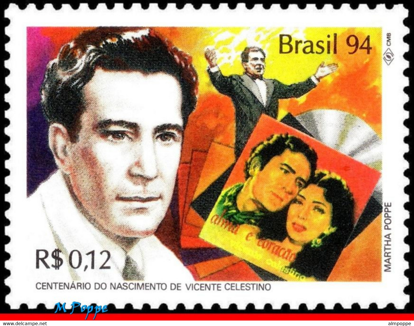 Ref. BR-2514 BRAZIL 1994 - VICENTE CELESTINO, SINGER, MUSIC, MI# 2615, MNH, FAMOUS PEOPLE 1V Sc# 2514 - Neufs