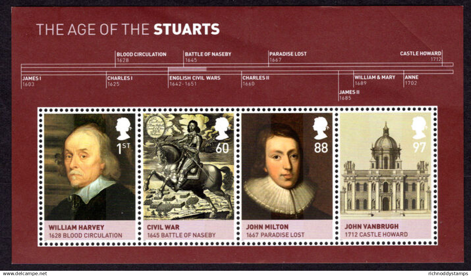 2010 Kings And Queens 4th Issue. The Age Of The Stuarts Souvenir Sheet Unmounted Mint. - Unused Stamps