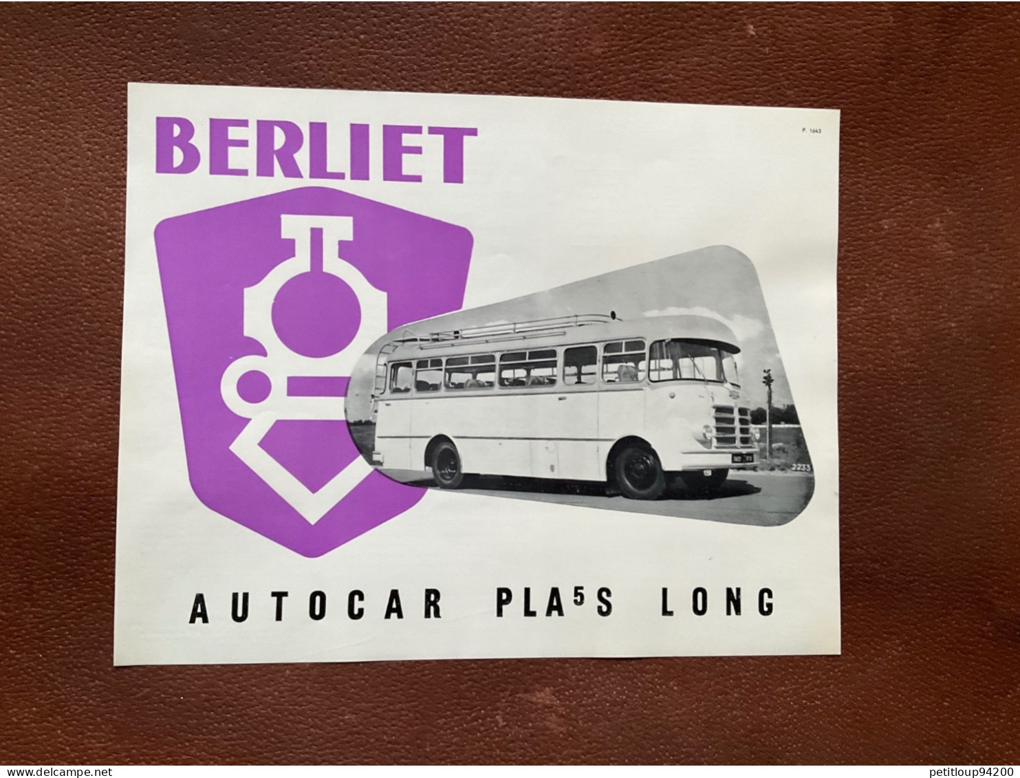 (22) DOCUMENT Commercial  BERLIET Autobus Et Autocars - Cars