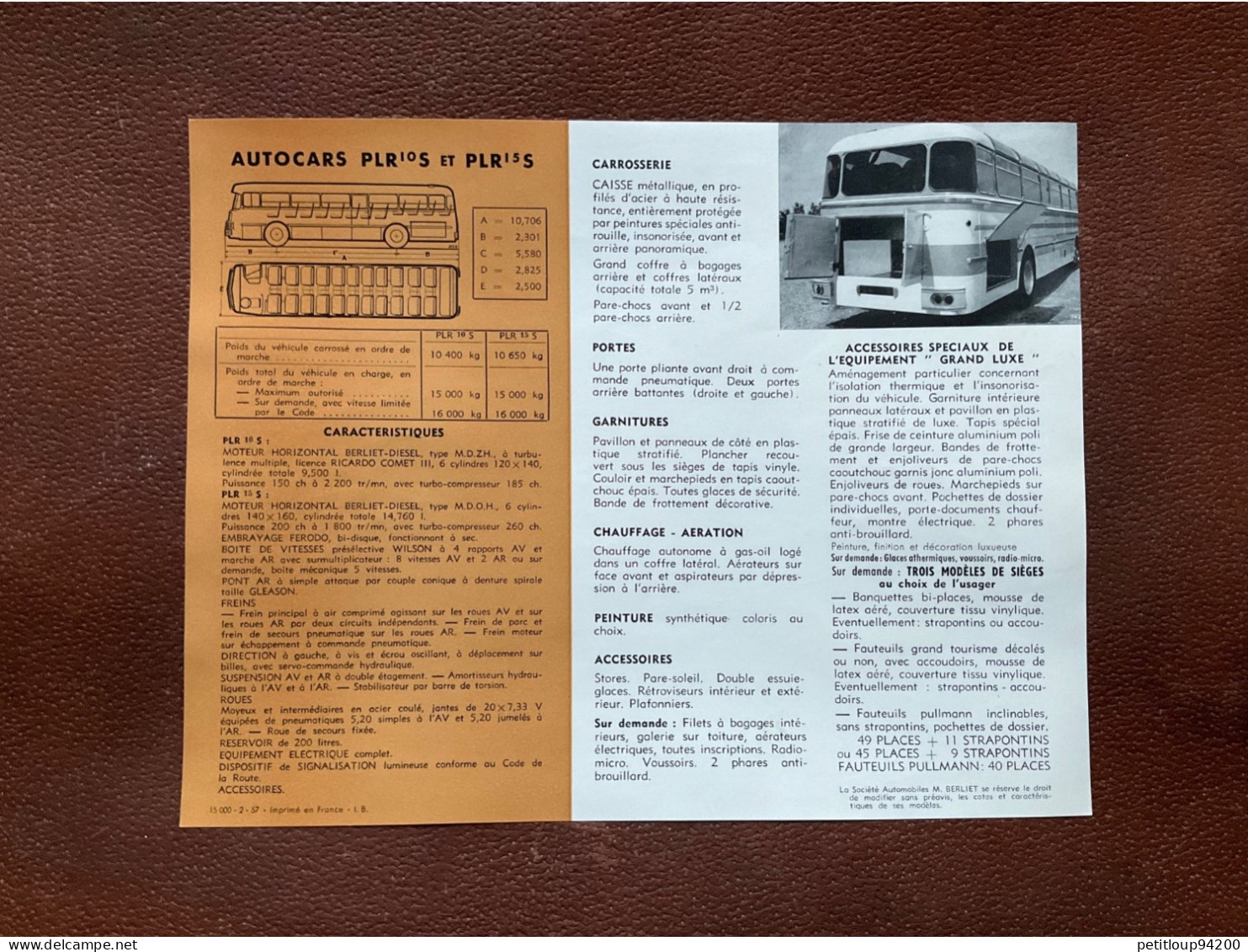 (22) DOCUMENT Commercial  BERLIET Autobus et Autocars