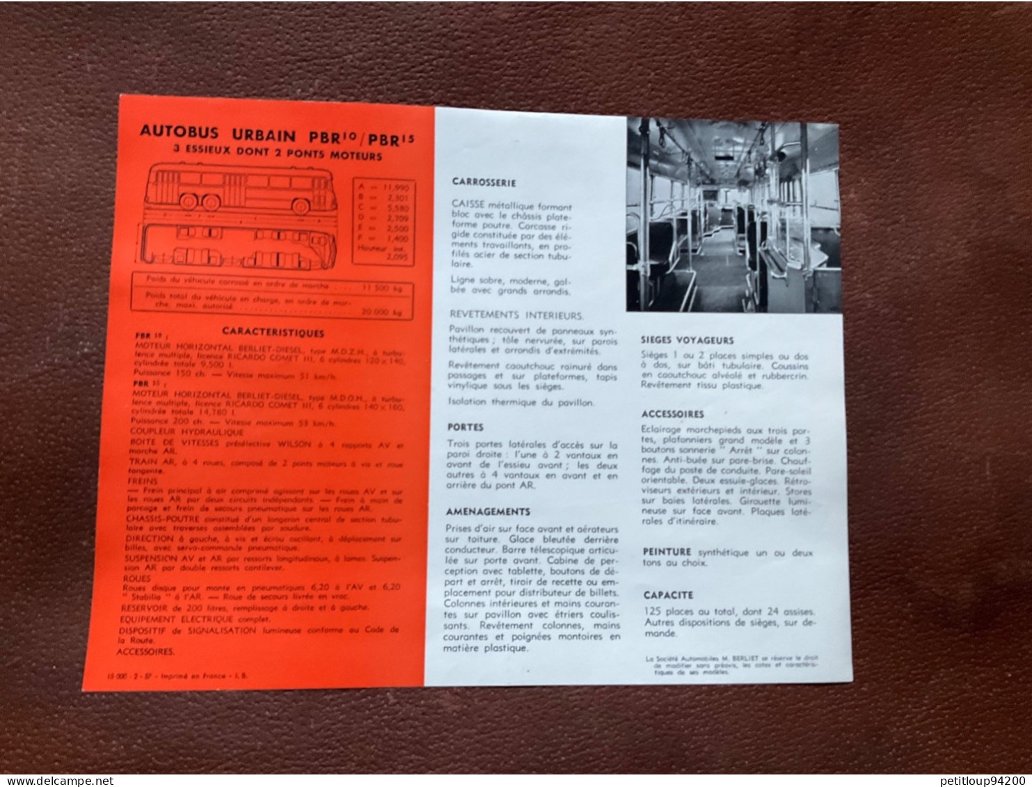 (22) DOCUMENT Commercial  BERLIET Autobus et Autocars