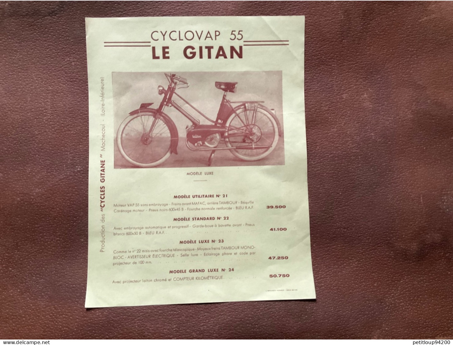 (25) DOCUMENT Commercial  CYCLES GITANE  Cyclovap 55 LE GITAN - Transports