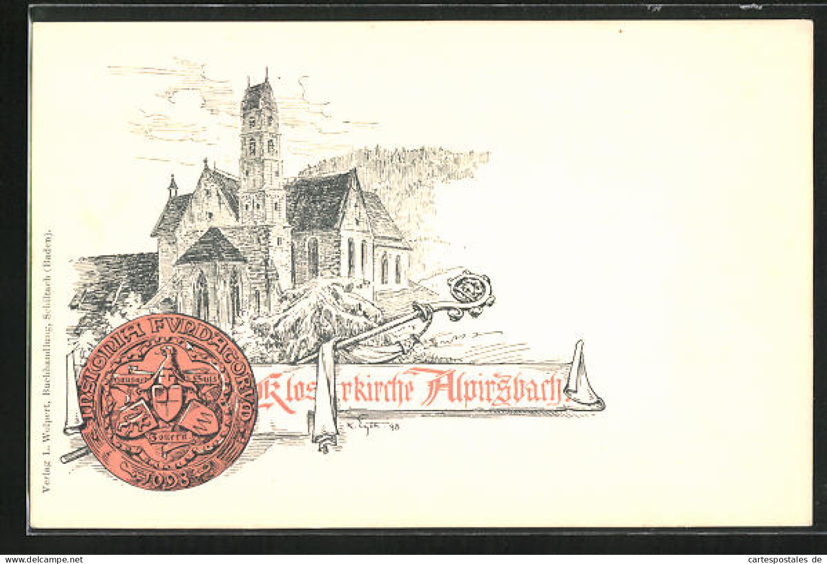 Lithographie Alpirsbach, Darstellung Der Klosterkirche  - Alpirsbach