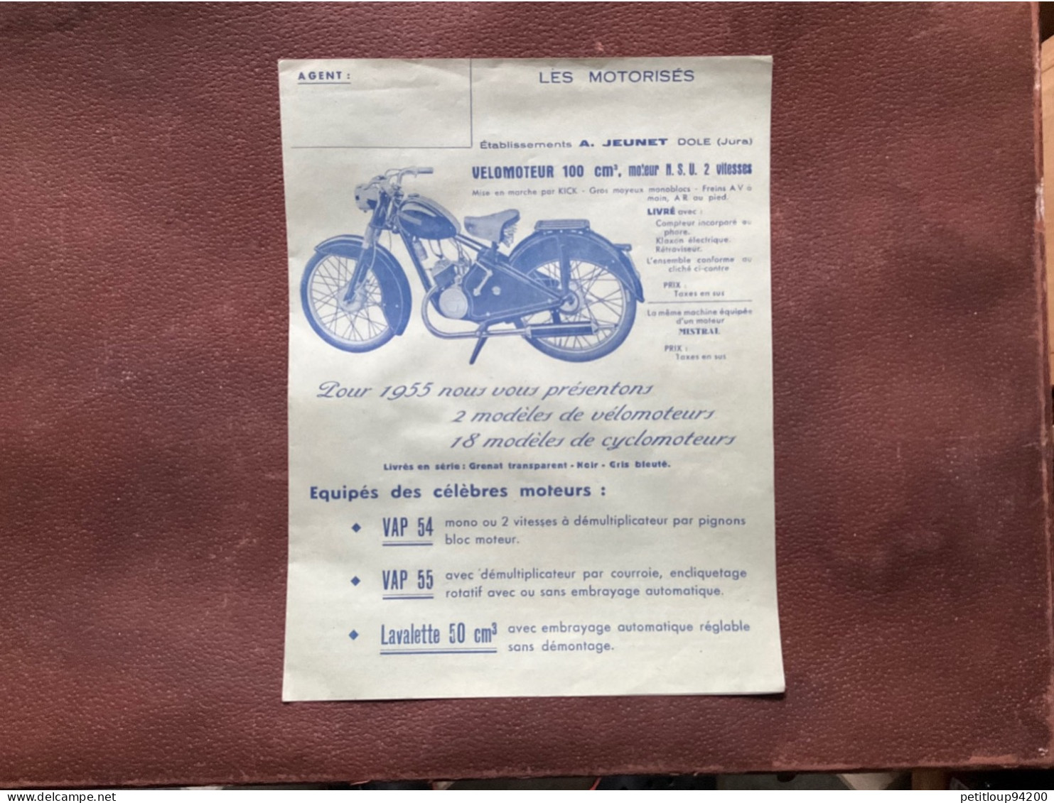 (25) DOCUMENT Commercial  CYCLES GITANE Les Motorisés *VAP 54  *VAP 55  *LAVALETTE 50 Cm3  À. Jeunet DOLE Jura - Transportmiddelen