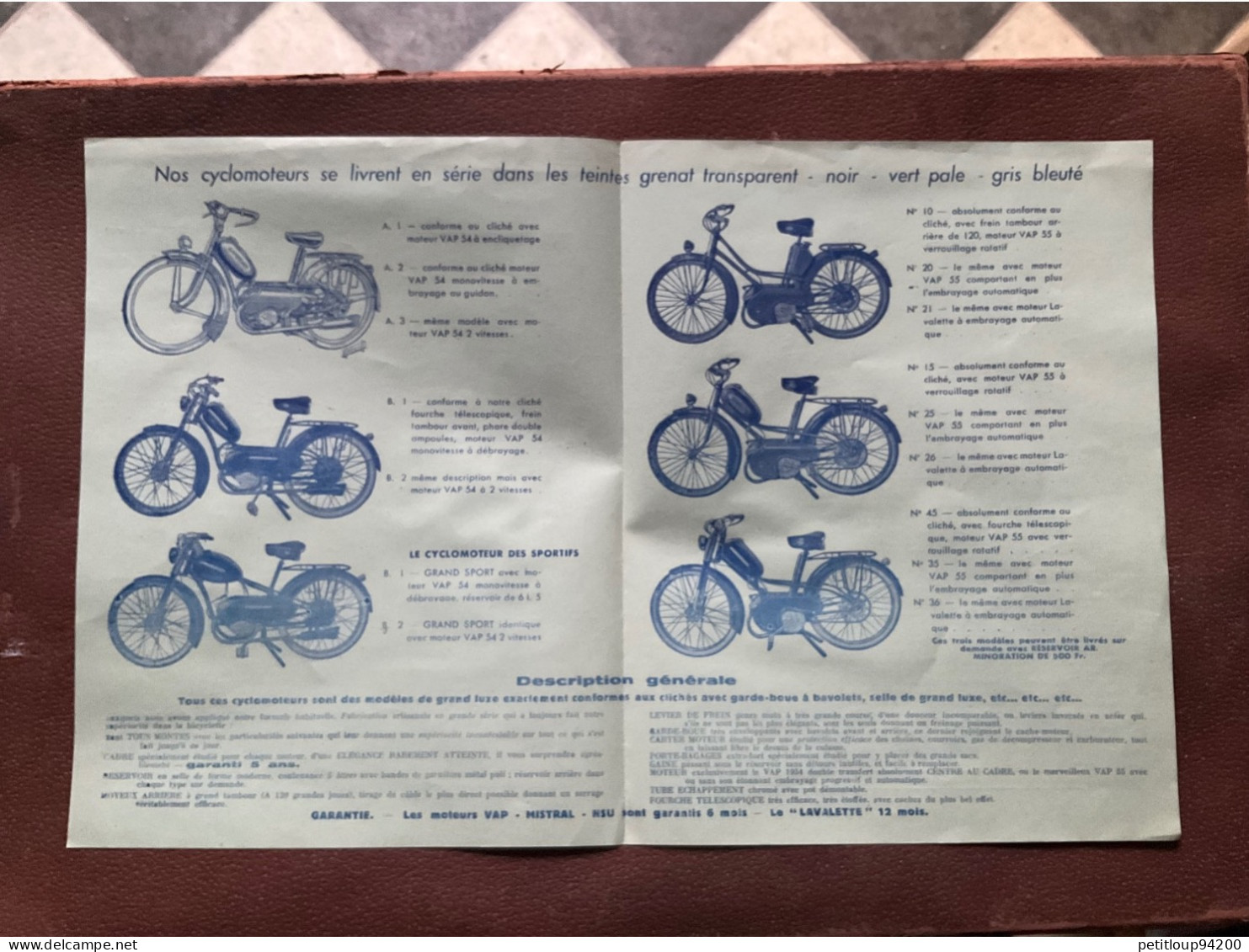 (25) DOCUMENT Commercial  CYCLES GITANE Les Motorisés *VAP 54  *VAP 55  *LAVALETTE 50 Cm3  À. Jeunet DOLE Jura - Transportmiddelen