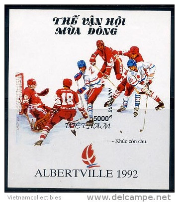 Vietnam Viet Nam MNH Imperf Souvenir Sheet 1991 : WInter Olympic Games - Albertville / Ice Hockey (Ms624B) - Vietnam