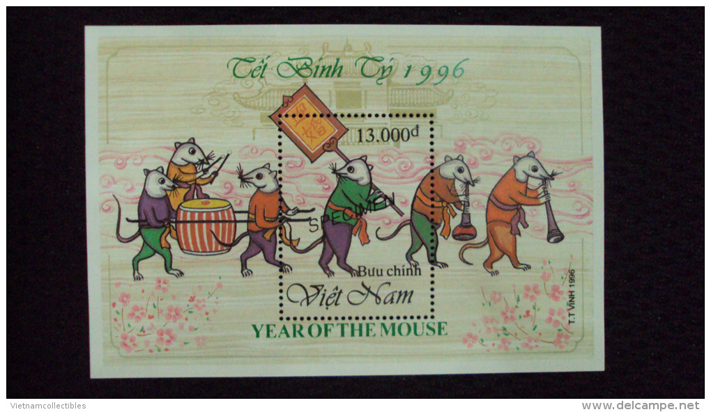 Vietnam Viet Nam MNH Perf SPECIMEN Souvneir Sheet 1996 : Year Of Mouse / Horse (Ms722B) - Viêt-Nam