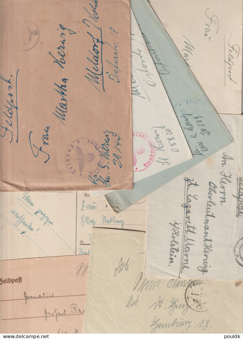 50 German Feldpost Covers From World War 2 From/to Fronts. Many Has Letters. Postal Weight 0,340 Kg. Please Read - Militaria