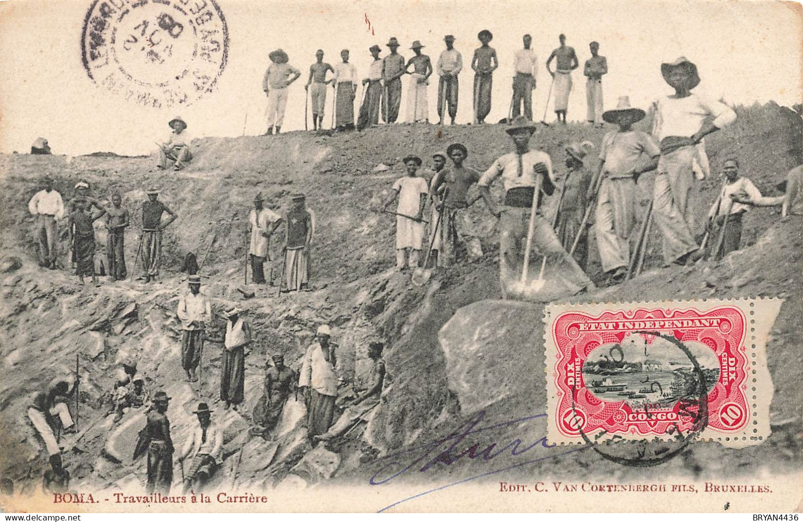 CONGO - BOMA - TRAVAILLEURS à La CARRIERE - MINES - TIMBRES ETAT INDEPENDANT Du CONGO - TRES BON ETAT - Congo Belga