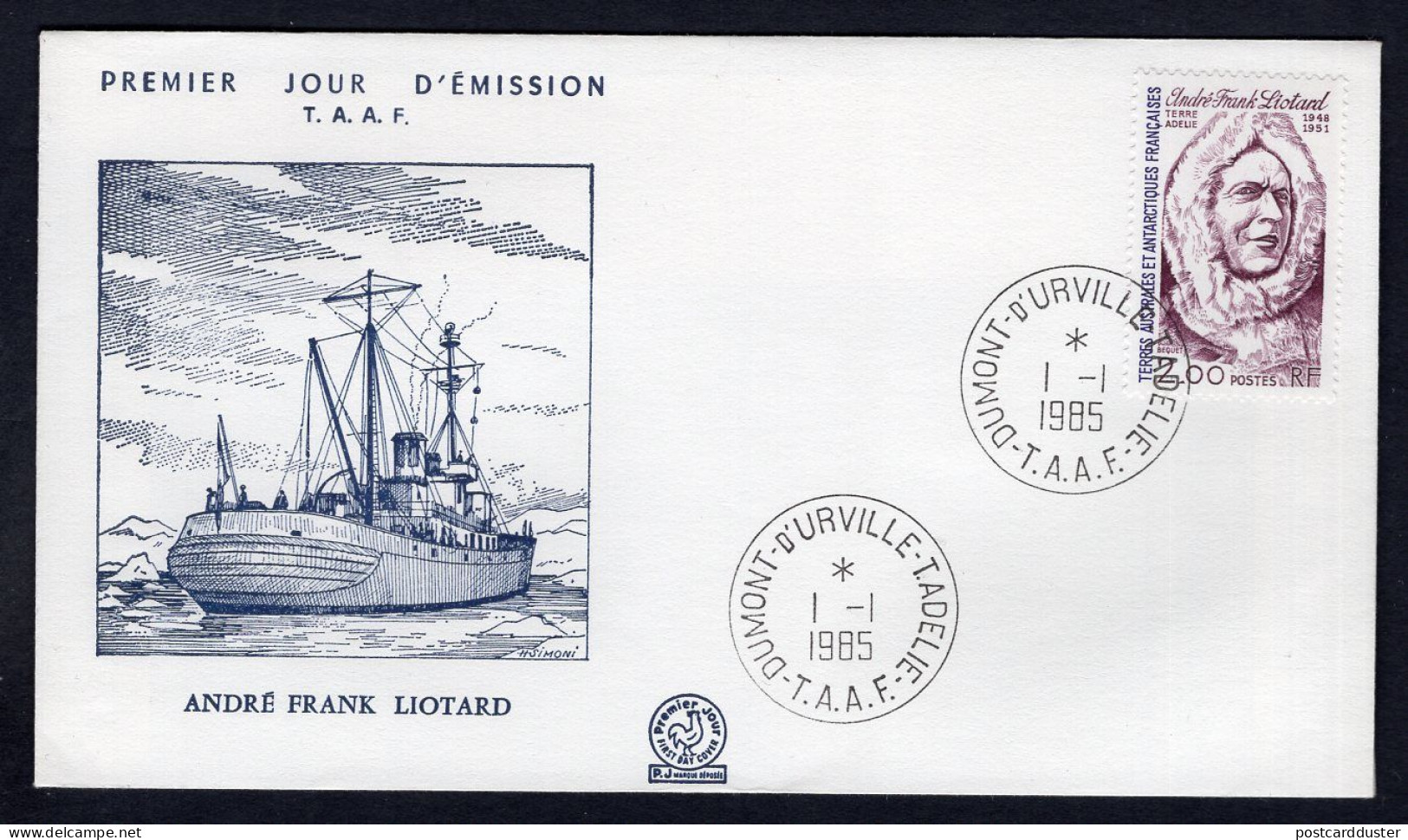 TAAF French Antarctic Territory 1985 FDC Cover. Andre-Frank Liotard (p39) - Covers & Documents