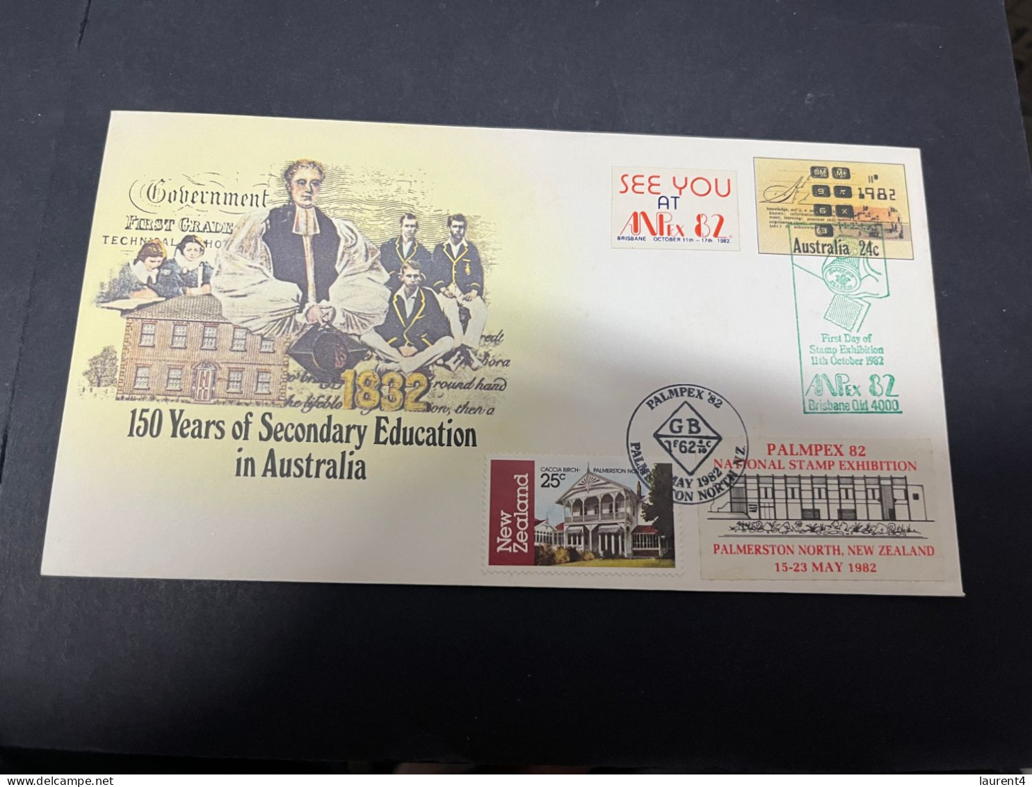 15-4-2024 (2 X 9) Australia - 1982 - ANPEX Stamp Expo (with New Zealand Additional Stamp For PALMPE 82 Expo) - Sobre Primer Día (FDC)