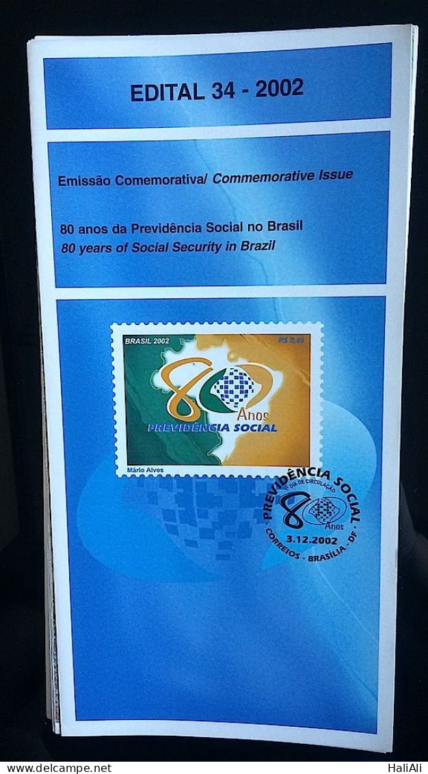 Brochure Brazil Edital 2002 34 Social Security Without Stamp - Briefe U. Dokumente