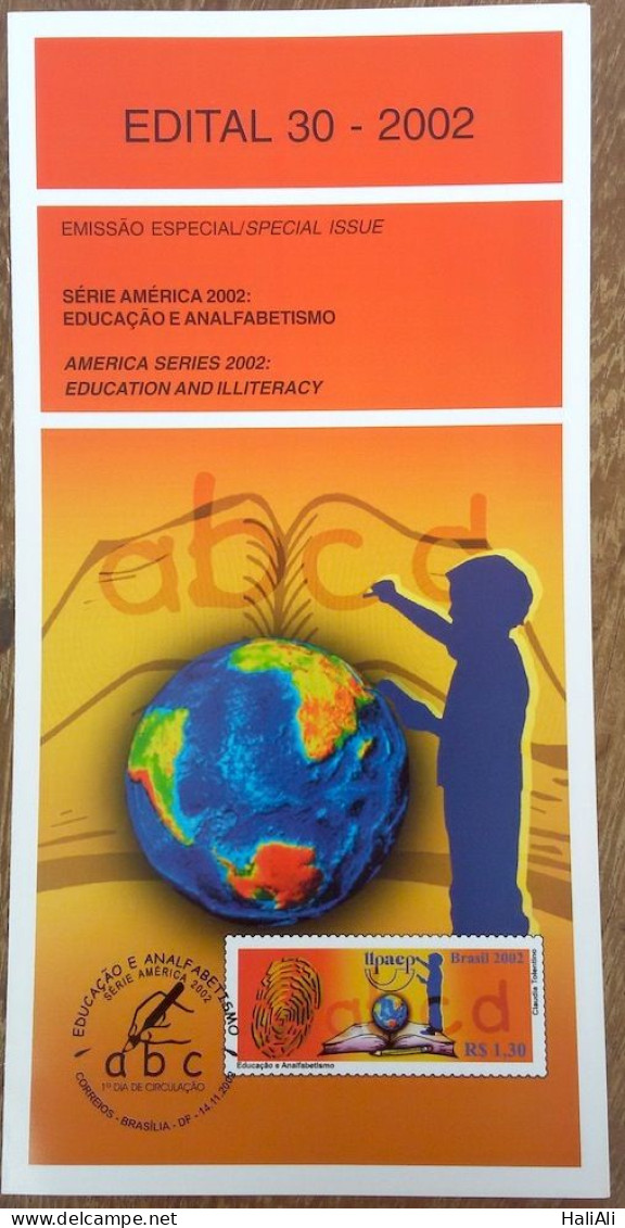 Brochure Brazil Edital 2002 30 Education And Illiteracy Without Stamp - Lettres & Documents
