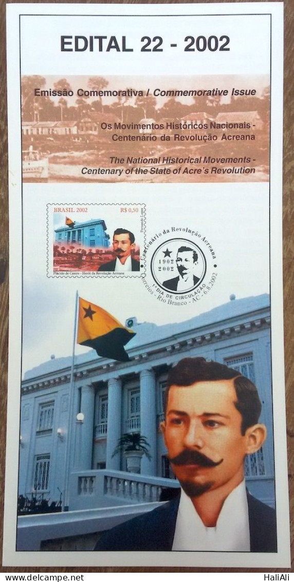 Brochure Brazil Edital 2002 22 Acrean Revolution Without Stamp - Cartas & Documentos