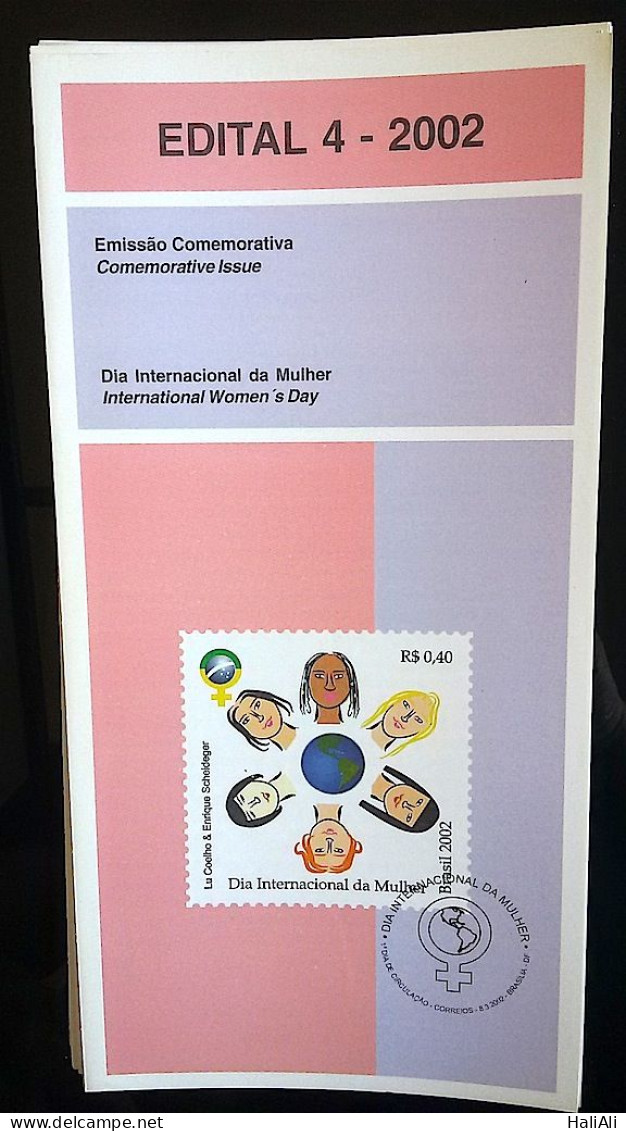 Brochure Brazil Edital 2002 04 International Women's Day Without Stamp - Storia Postale