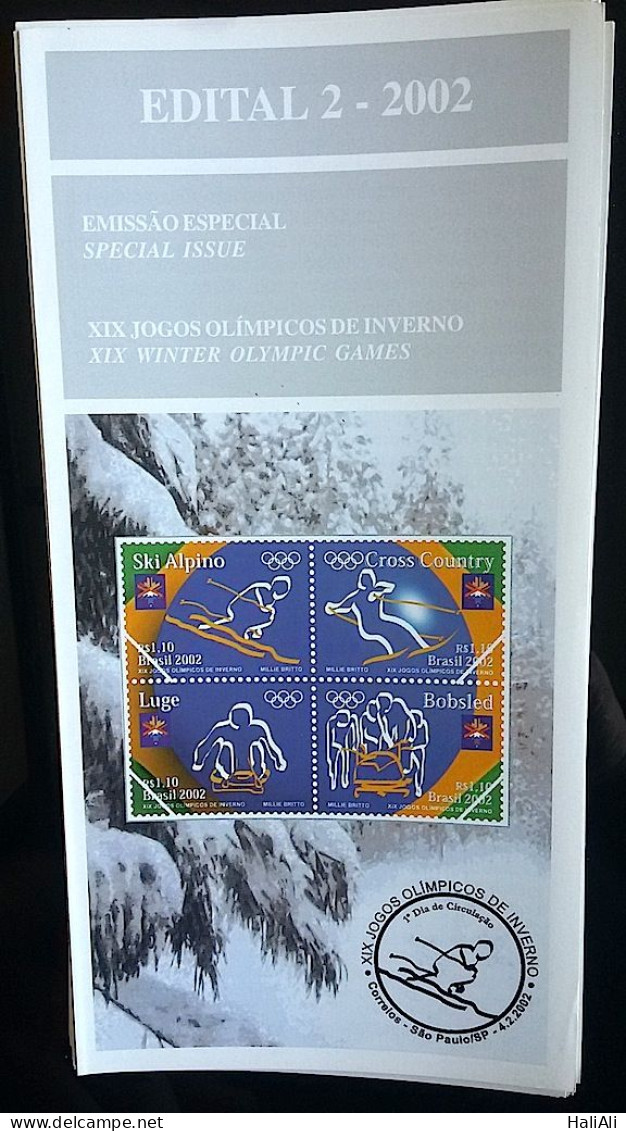 Brochure Brazil Edital 2002 02 Winter Olympic Games Without Stamp - Lettres & Documents
