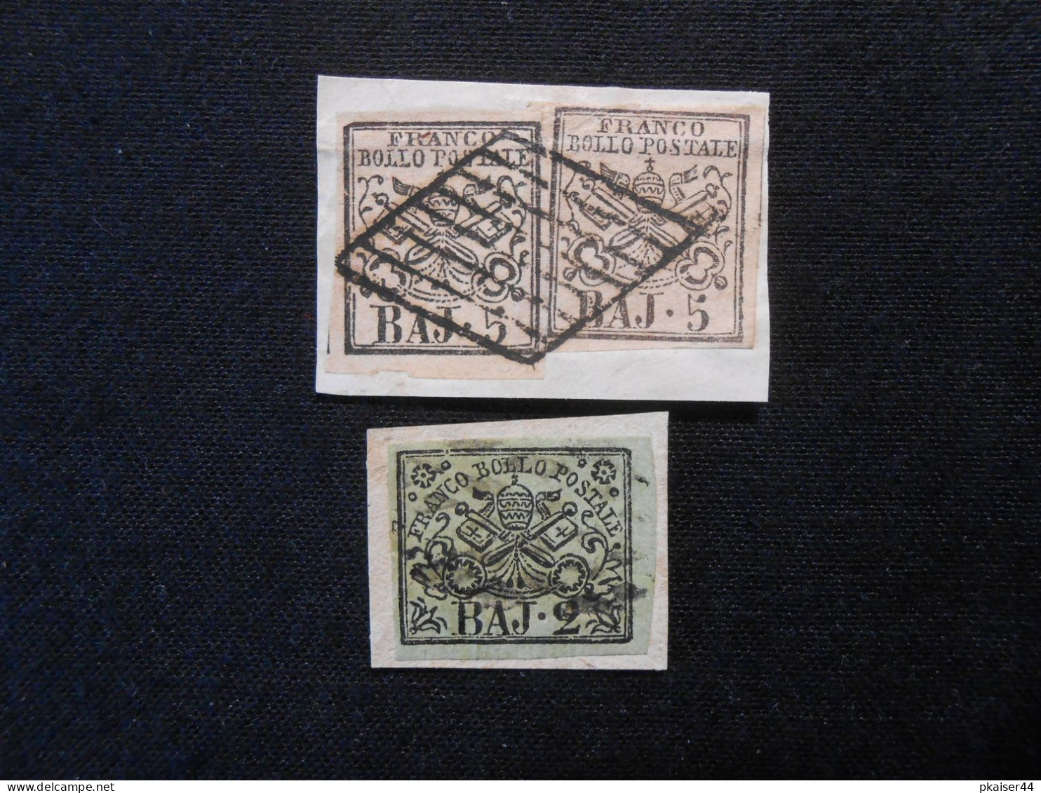 Kirchenstaaten  Mi 6a/3c  5Baj  Briefstück  1852 - Etats Pontificaux