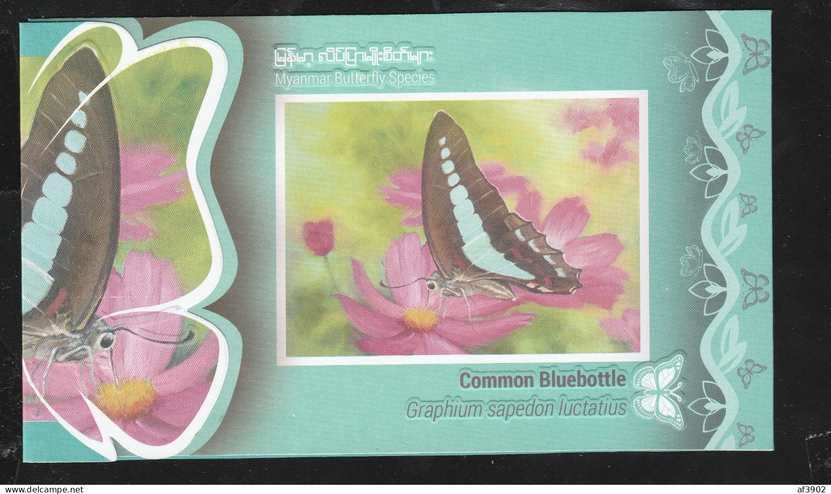 BURMA/MYANMAR FDC 2024 ISSUED "COMMON BLUEBOTTLE" BUTTERFLY COMMEMORATIVE - Myanmar (Birmanie 1948-...)