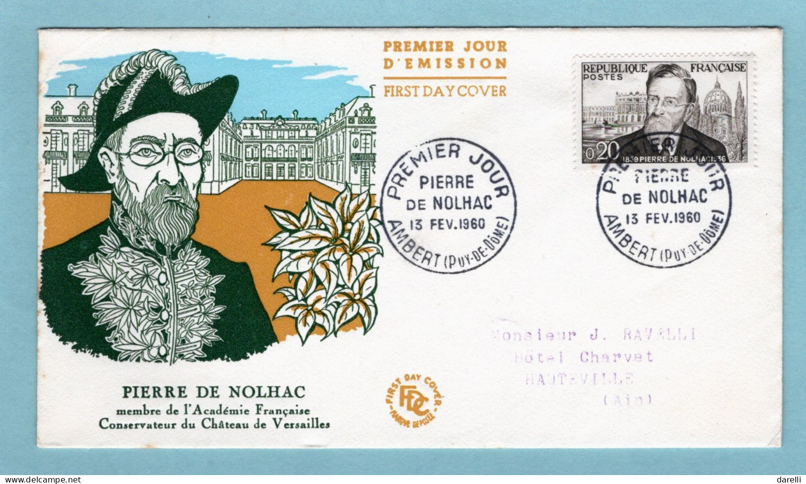 FDC France 1960 - Pierre De Nolhac - YT 1242 - Ambert - 1960-1969