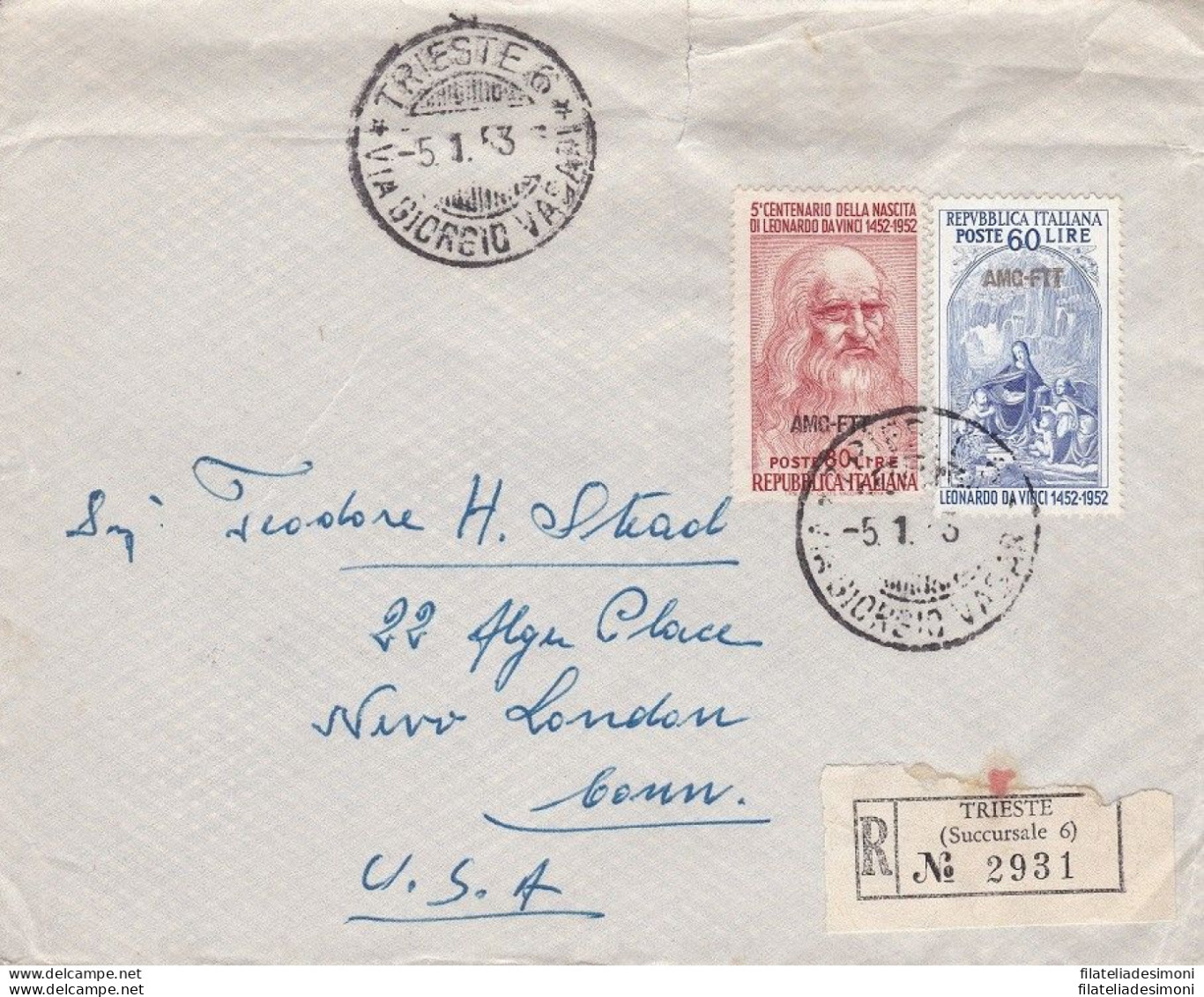 1952 TRIESTE A - N° 145/146  Su Busta Per Gli Stati Uniti VIAGGIATA - Sonstige & Ohne Zuordnung