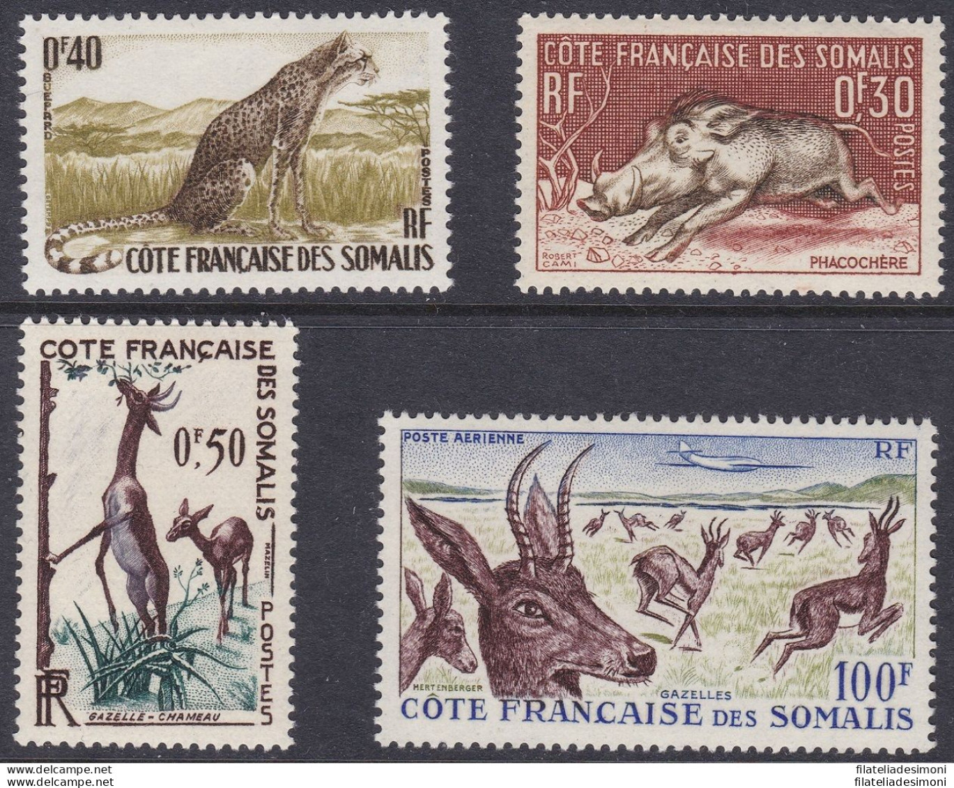 1958 COTE DES SOMALIS - Yvert  N° 287/289 + PA 26  4 Valori  MNH/** - Andere & Zonder Classificatie