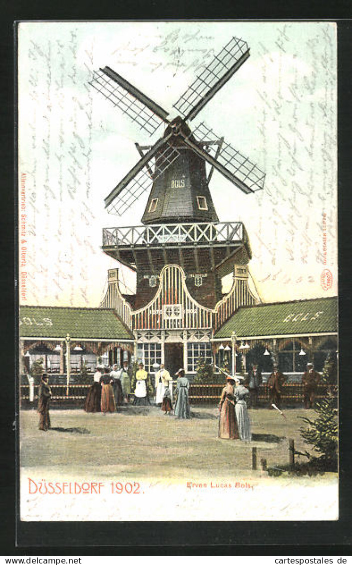 AK Düsseldorf, Ausstellung 1902, Windmühle Erven Lucas Bols  - Expositions