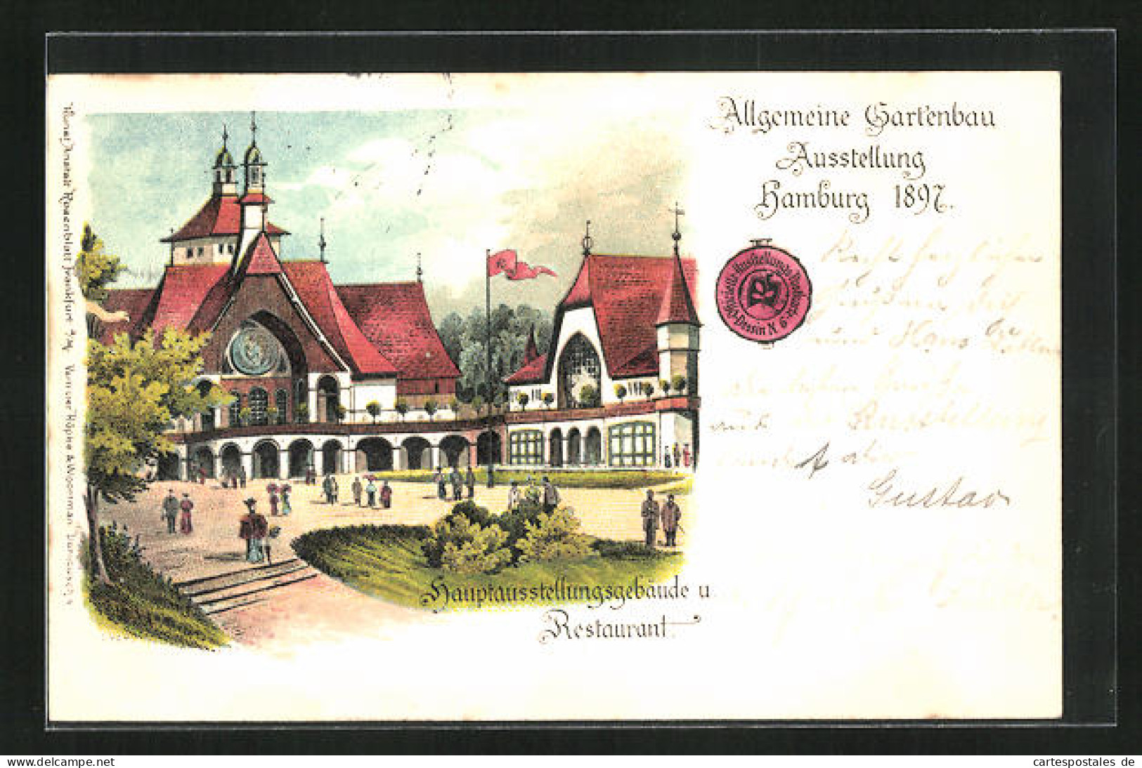 Lithographie Hamburg, Allgemeine Gartenbau-Ausstellung 1897, Restaurant Und Ausstellungsgebäude  - Exhibitions