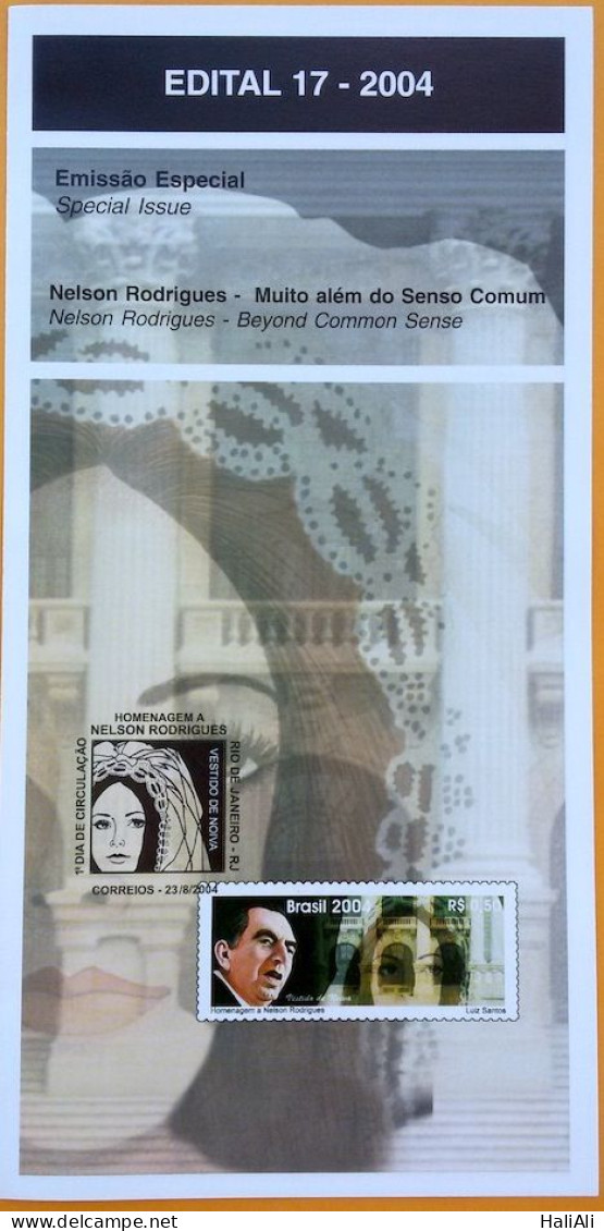Brochure Brazil Edital 2004 17 Nelson Rodrigues Literatura Escritor Without Stamp - Cartas & Documentos