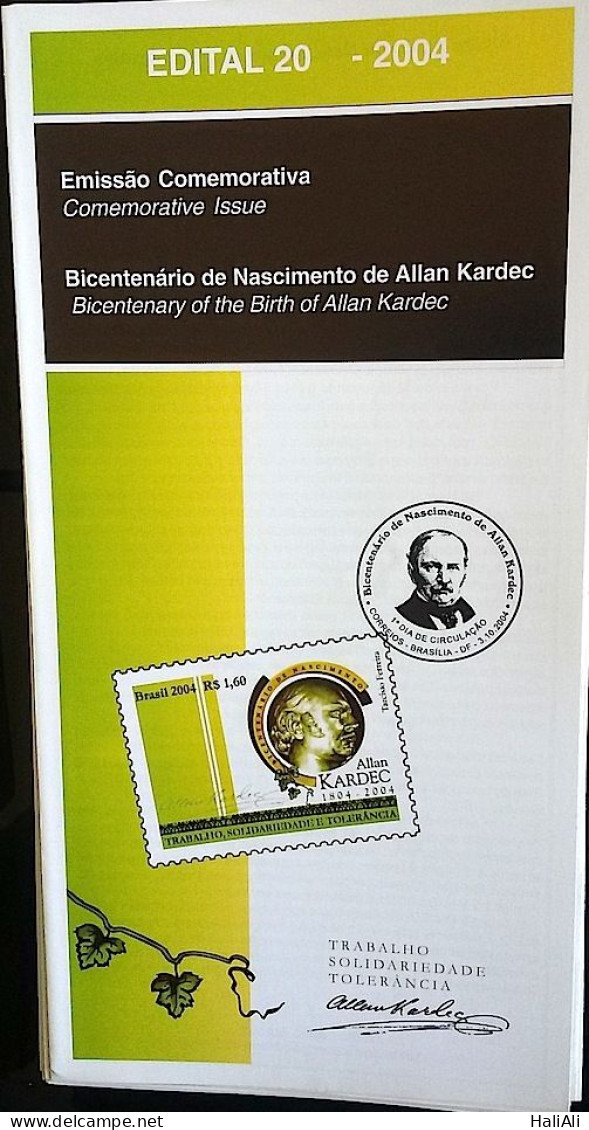 Brochure Brazil Edital 2004 20 Allan Kardec Espiritismo Religião Without Stamp - Storia Postale