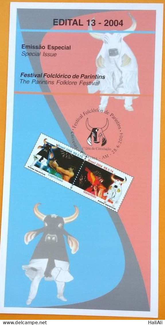 Brochure Brazil Edital 2004 13 Festival Folclórico De Parintins Amazonas Without Stamp - Lettres & Documents