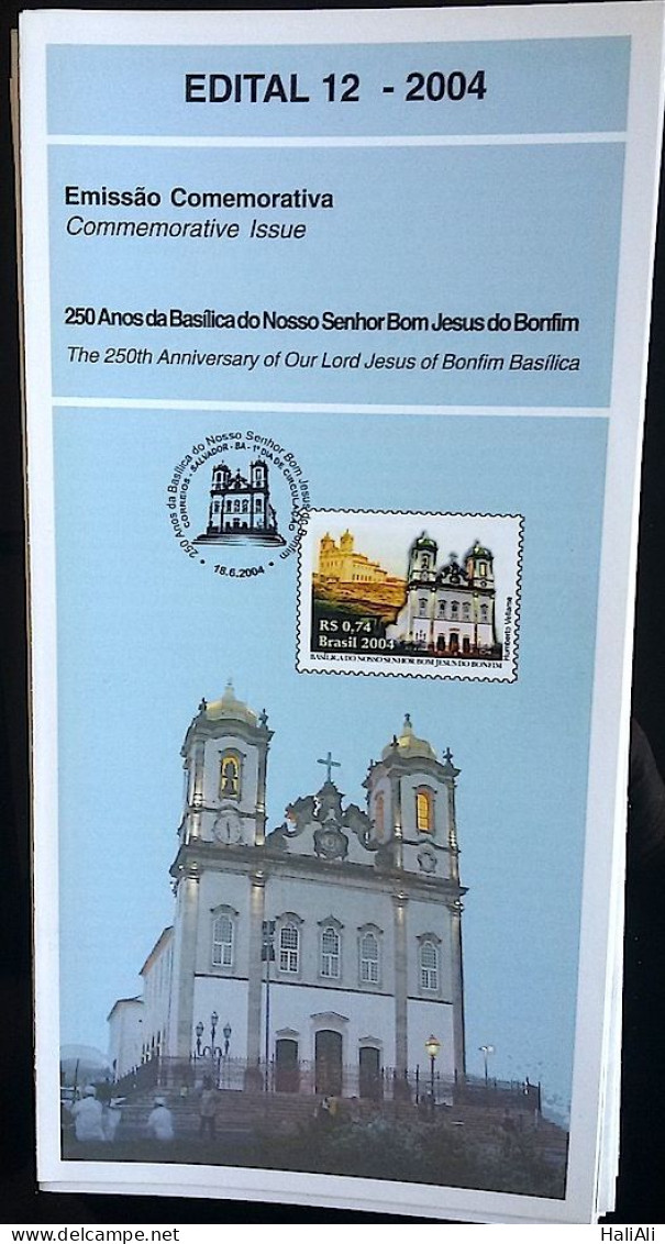 Brochure Brazil Edital 2004 12 Basilica Bom Jesus Do Bonfim Igreja Religião Without Stamp - Lettres & Documents