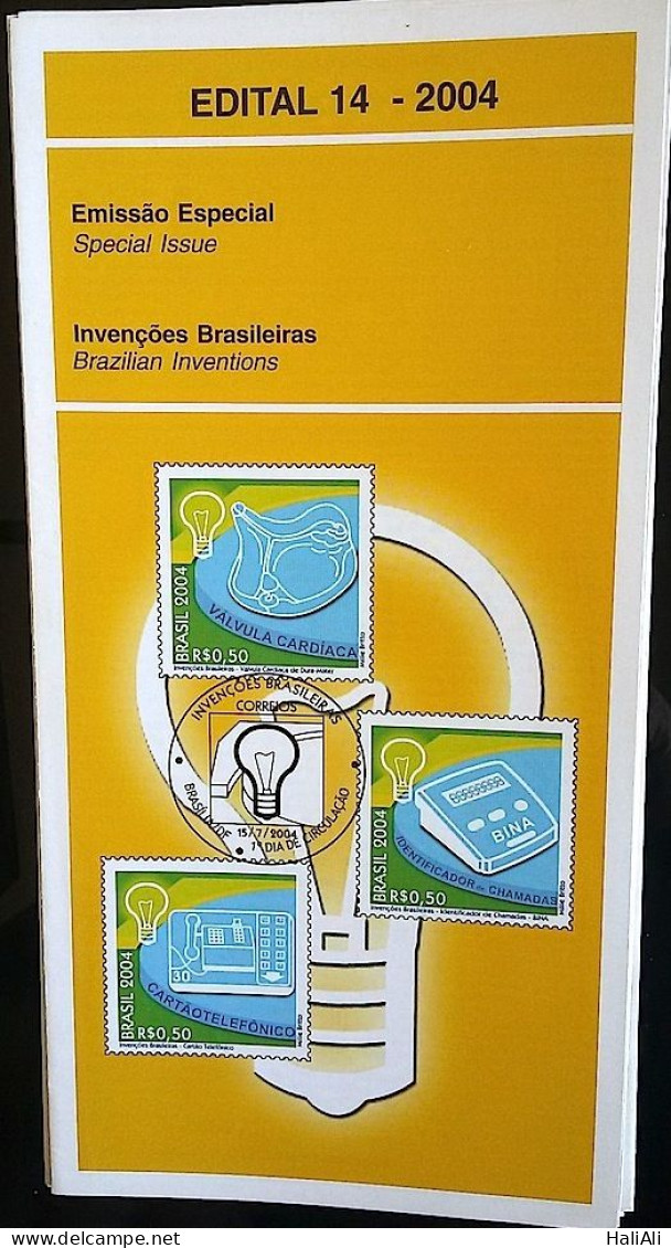 Brochure Brazil Edital 2004 14 Invenções Brasileiras Bina Comunicacao Telefone Without Stamp - Cartas & Documentos