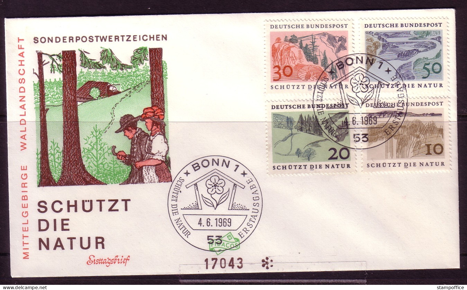 DEUTSCHLAND MI-NR. 591-594 FDC MITLÄUFER 1969 NATURSCHUTZJAHR 1970 - Idee Europee