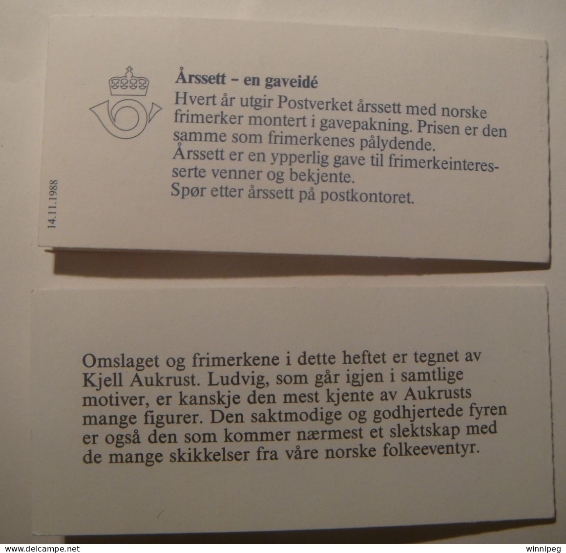 Norway 1988.2 Booklets.Christmas,Mushrooms. - Postzegelboekjes