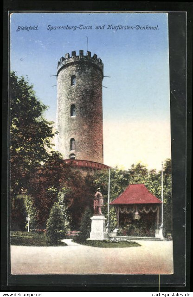 AK Bielefeld, Sparrenburg-Turm Und Kurfürsten-Denkmal  - Bielefeld