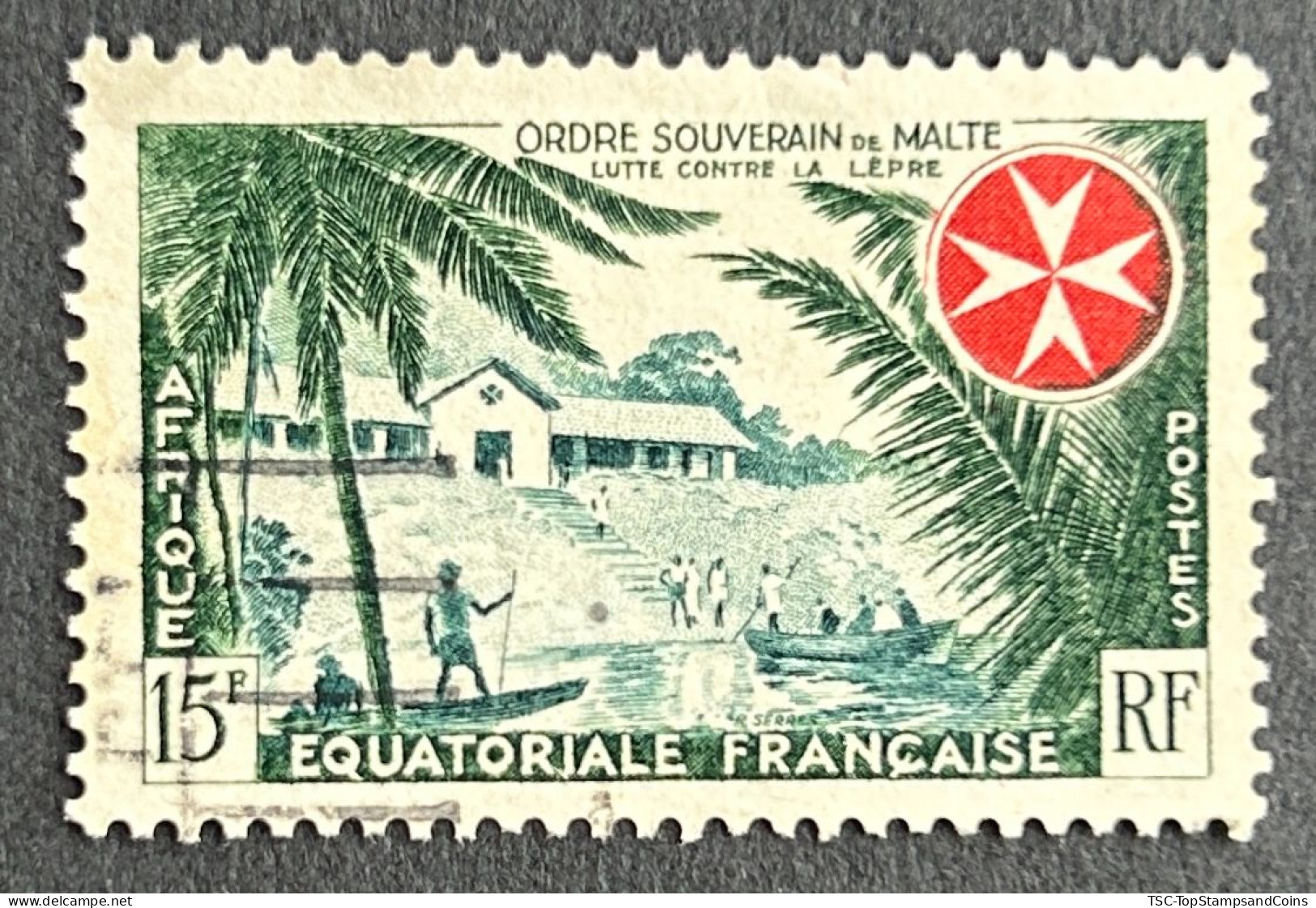 FRAEQ0237U2 - Order Of Malta - Leprosy Relief - 15 F Used Stamp - AEF - 1957 - Usati