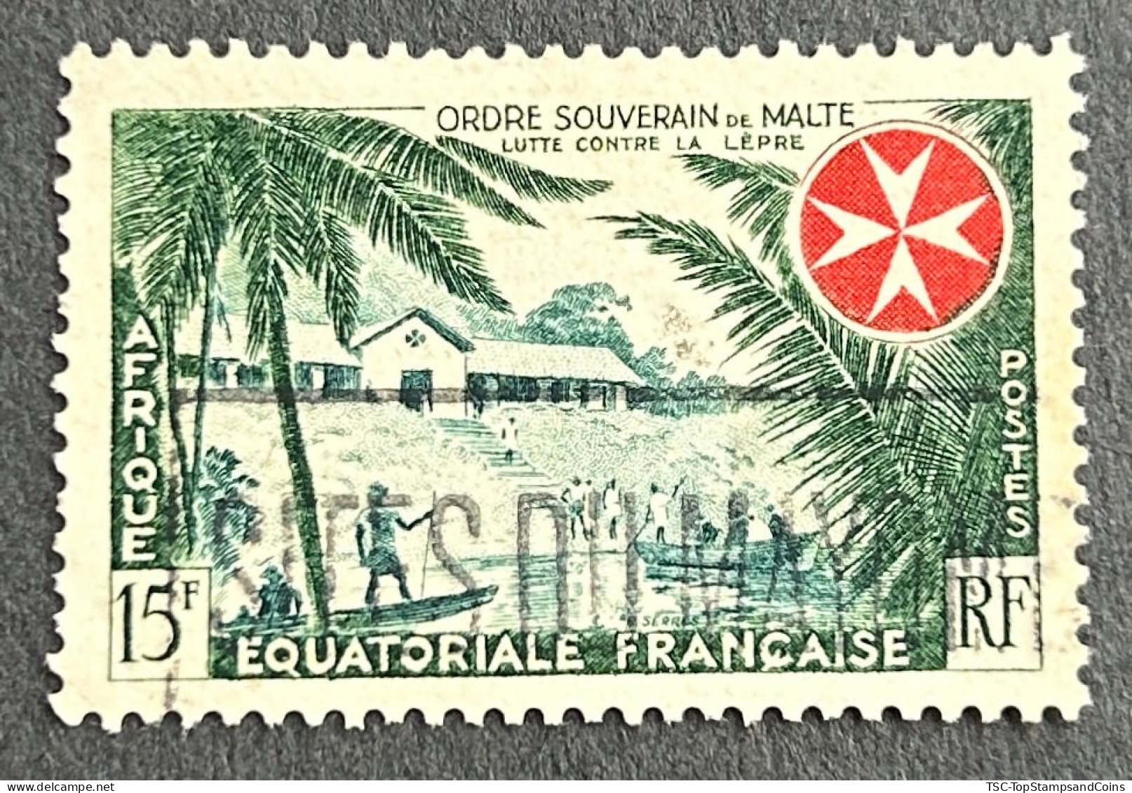 FRAEQ0237U3 - Order Of Malta - Leprosy Relief - 15 F Used Stamp - AEF - 1957 - Oblitérés