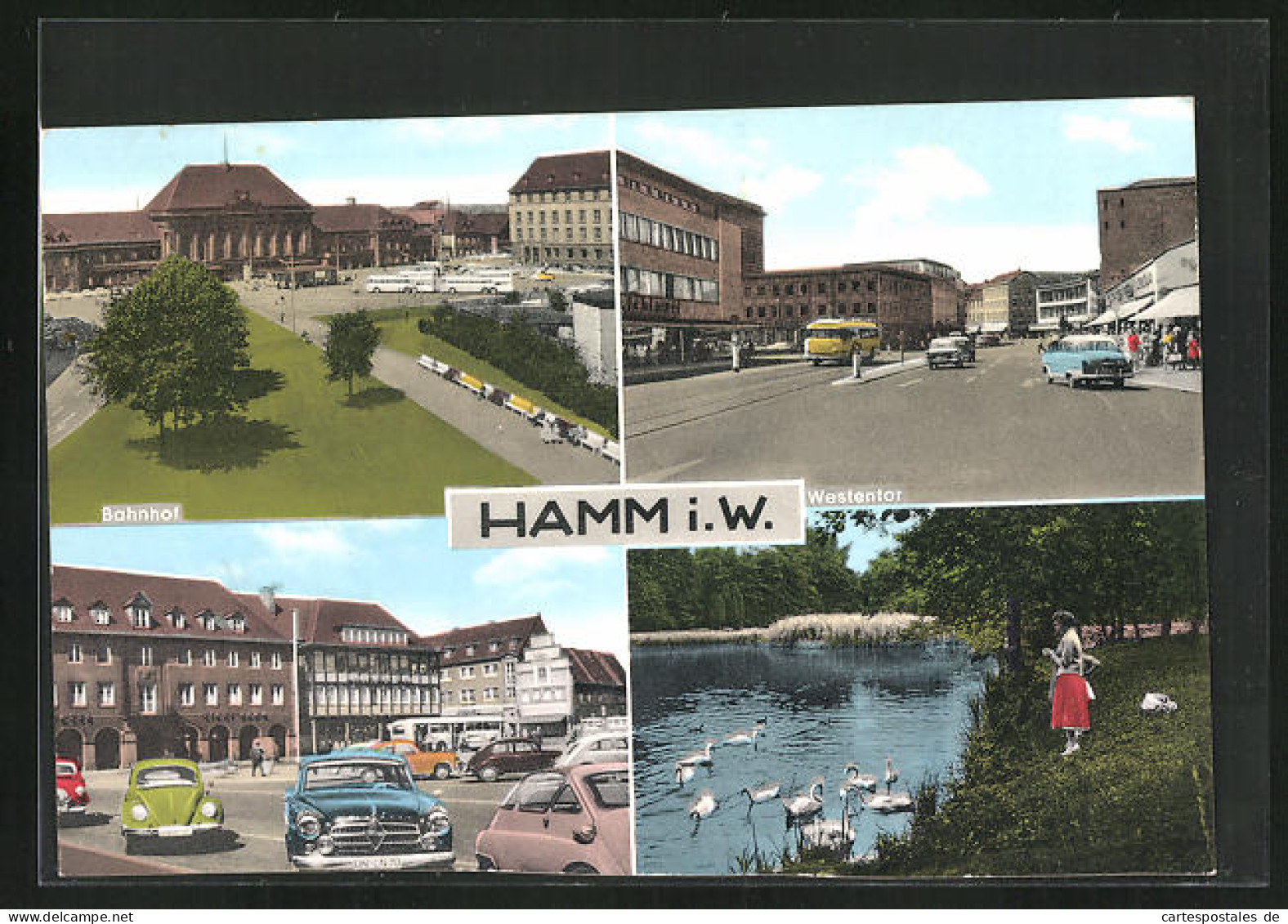 AK Hamm I. W., Bahnhof, Strassenpartie Westentor  - Hamm