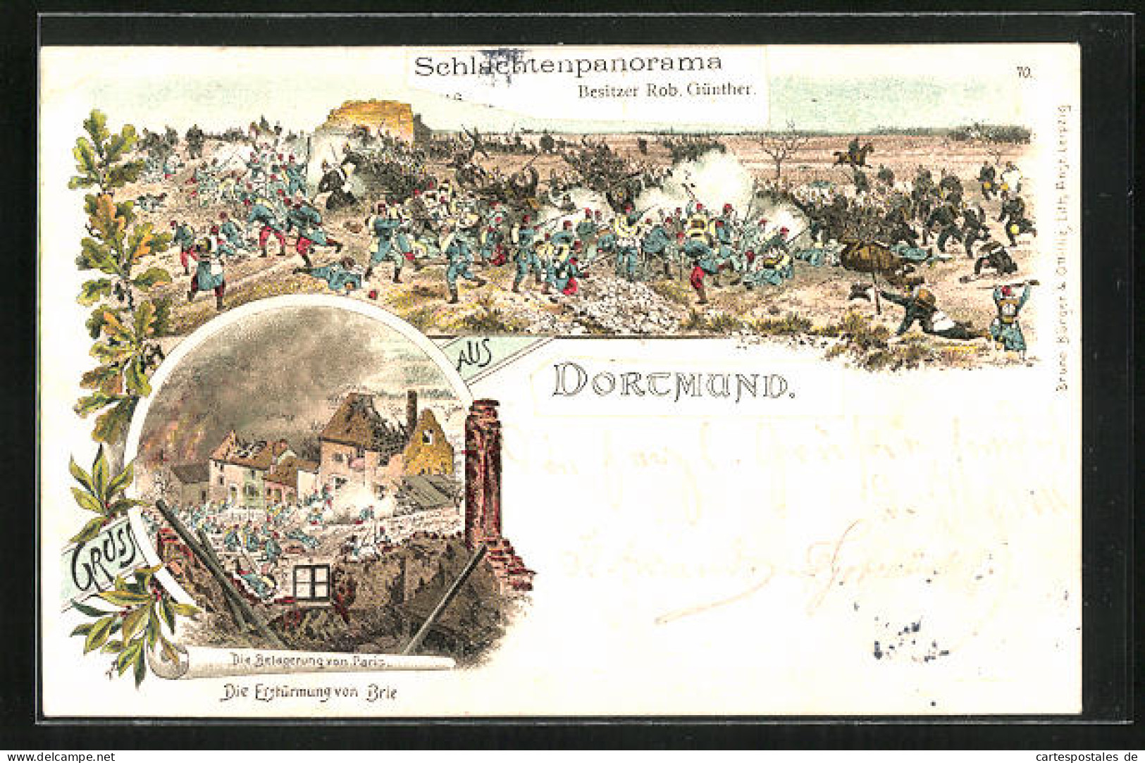 Lithographie Magdeburg, Schlachtenpanorama, Die Erstürmung Von Brie  - Magdeburg