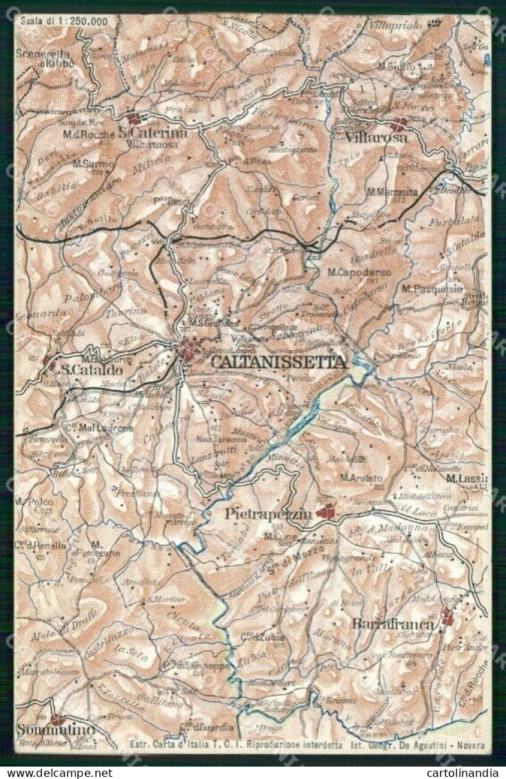 Caltanissetta Sommatino Cartina Geografica Mappa 14 Cartolina RT2497 - Caltanissetta