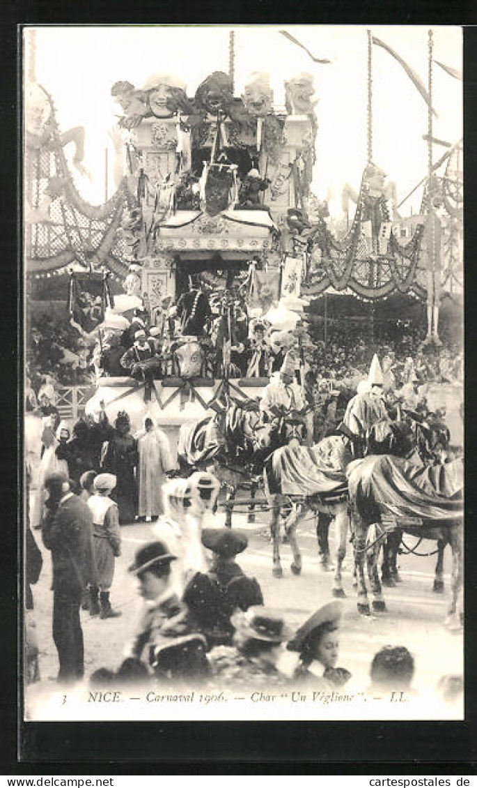 AK Nice, Carnaval 1906, Char Un Veglione, Umzugswagen Zu Fasching  - Carnevale