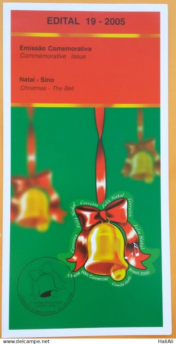 Brochure Brazil Edital 2005 19 Christmas Bell Religion Without Stamp - Cartas & Documentos