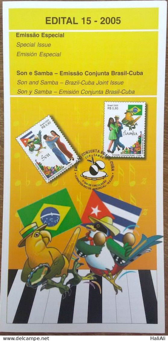 Brochure Brazil Edital 2005 15 Son And Samba Brasil Cuba Without Stamp - Storia Postale