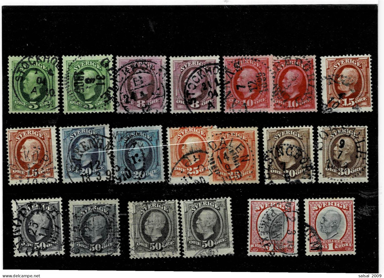 SVEZIA ,"Effigie Di Oscar II" ,2 Serie Complete Usate ,qualita Ottima - Used Stamps