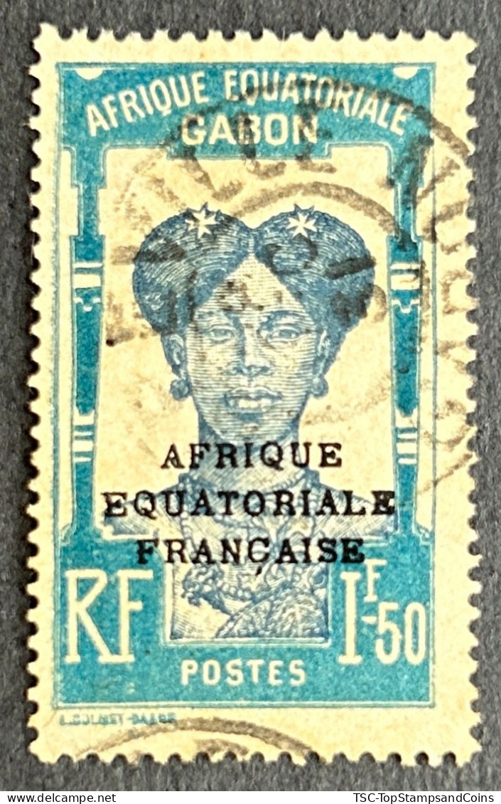FRAGA0119U - Bantu Woman Overprinted AEF - 1.50 F Used Stamp - Afrique Equatoriale - Gabon - 1930 - Usados