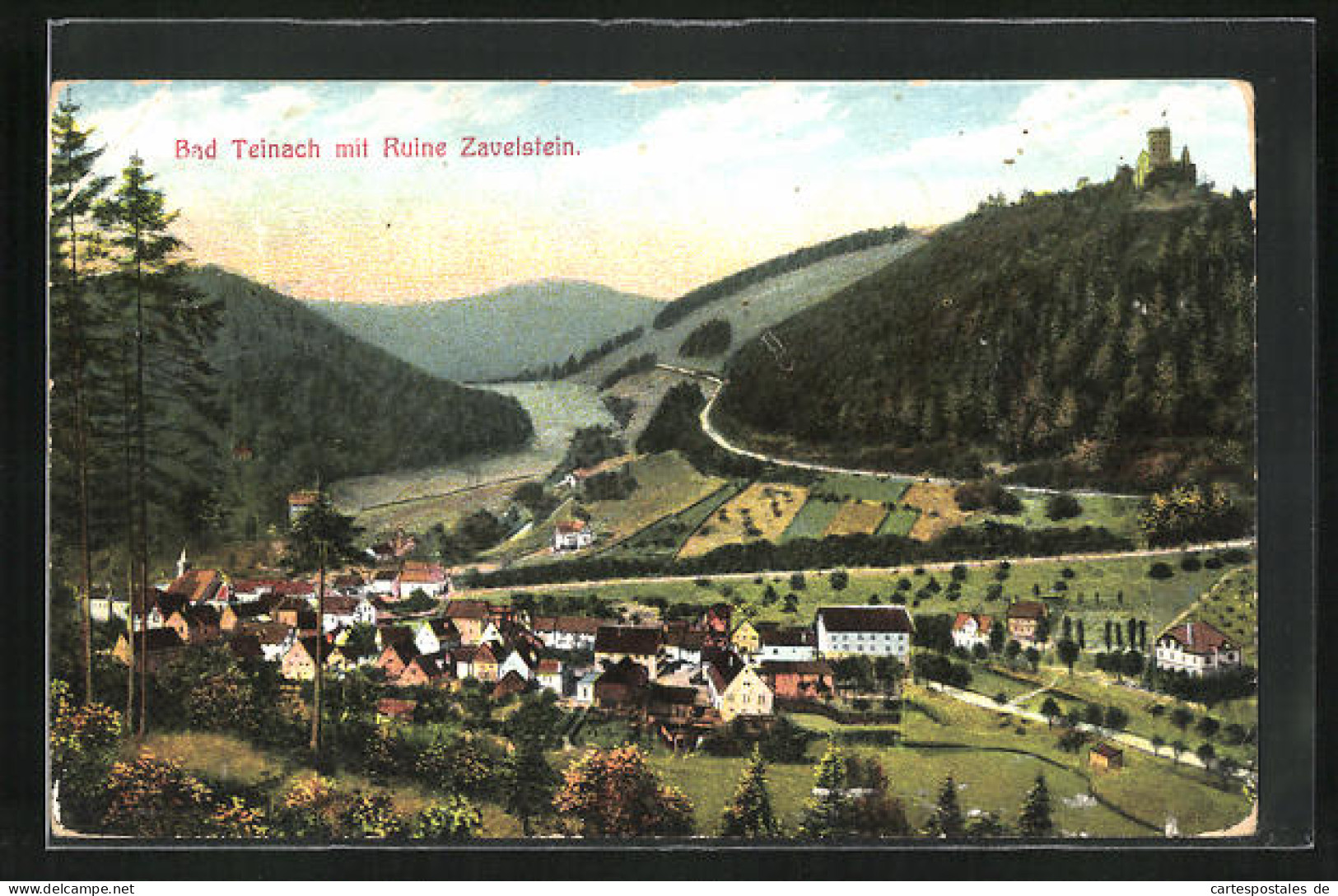 AK Bad Teinach, Ortsansicht Und Blick Auf Die Ruine Zavelstein  - Bad Teinach