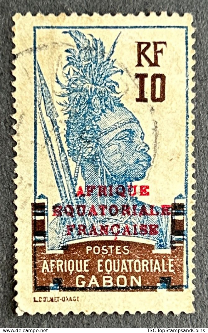 FRAGA0093U - Warrior - Overprinted AEF - 10 C Used Stamp - Afrique Equatoriale - Gabon - 1926 - Gebruikt