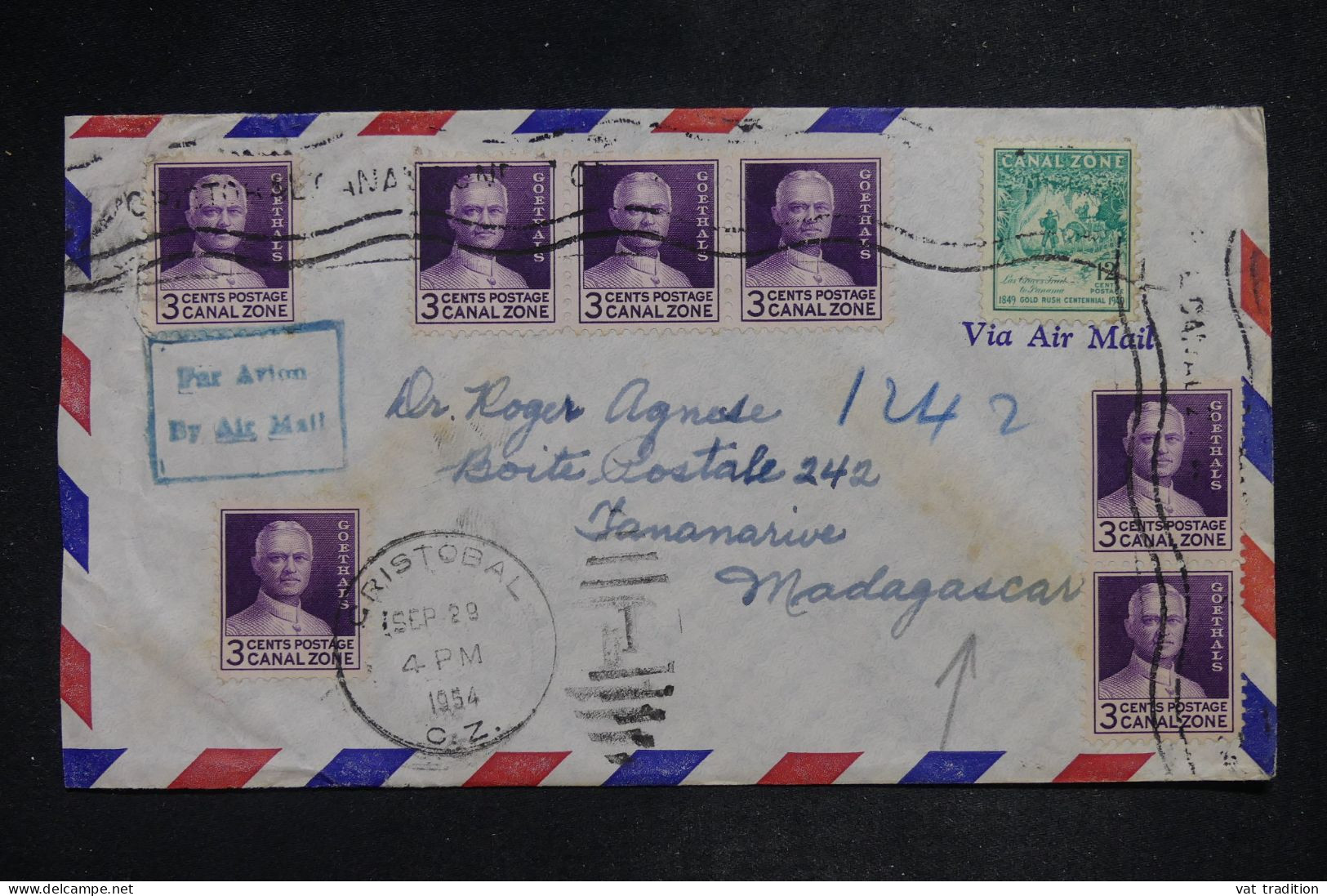 PANAMA - Lettre Par Avion Du Panama Pour Madagascar - 1954 - A 2783 - Panama