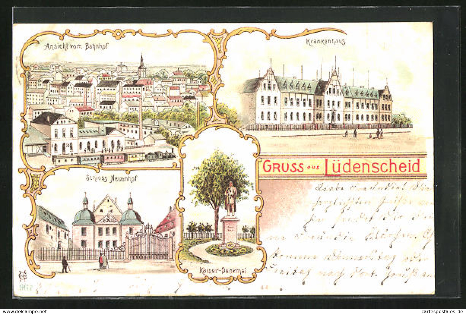 Lithographie Lüdenscheid, Ansicht Vom Bahnhof, Krankenhaus, Schloss Neuenhof  - Luedenscheid